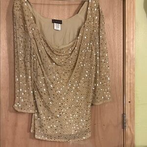 MARINA Shimmering Gold Sequin Blouse